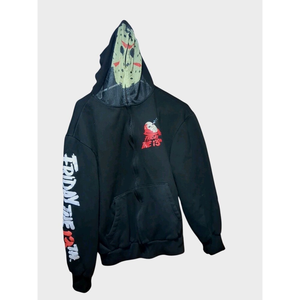 Jason Voorhees Zip-Up Mesh Mask Hoodie Friday The 13th Culturefly Size Large